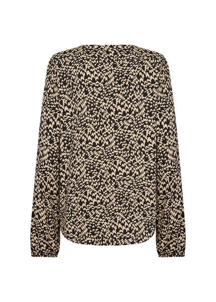 SOYACONCEPT Patterned V-Neck Blouse in Black