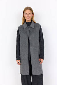 SOYACONCEPT Long Wool Blend Waistcoat in Grey