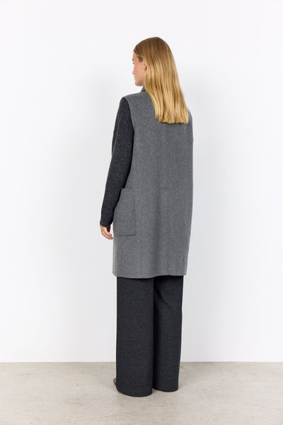 SOYACONCEPT Long Wool Blend Waistcoat in Grey