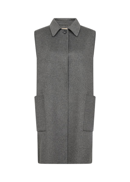SOYACONCEPT Long Wool Blend Waistcoat in Grey