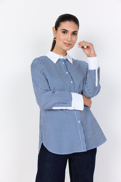 SOYACONCEPT Striped Long Sleeve Shirt in Navy