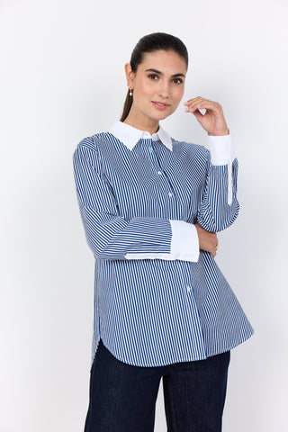 SOYACONCEPT Striped Long Sleeve Shirt in Navy