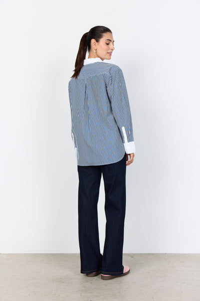 SOYACONCEPT Striped Long Sleeve Shirt in Navy