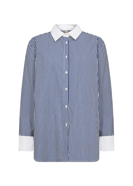SOYACONCEPT Striped Long Sleeve Shirt in Navy