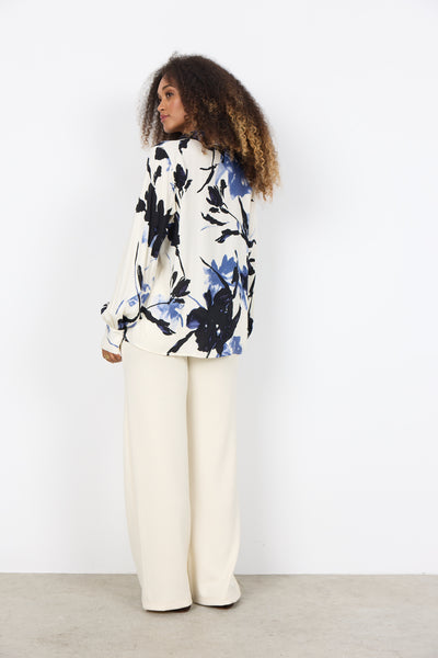SOYACONCEPT Long Sleeve Floral Shirt in Cream