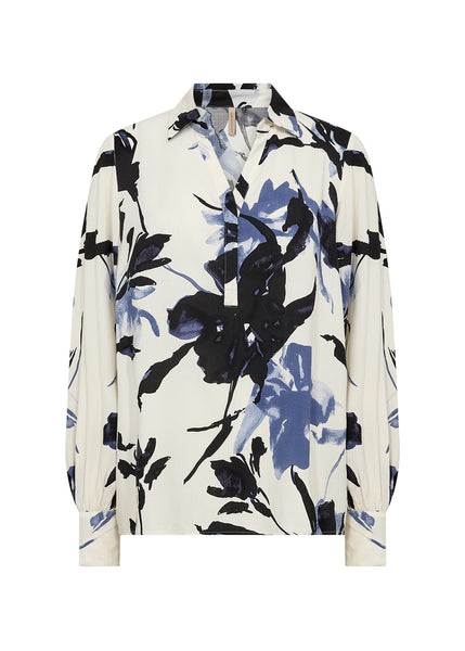 SOYACONCEPT Long Sleeve Floral Shirt in Cream