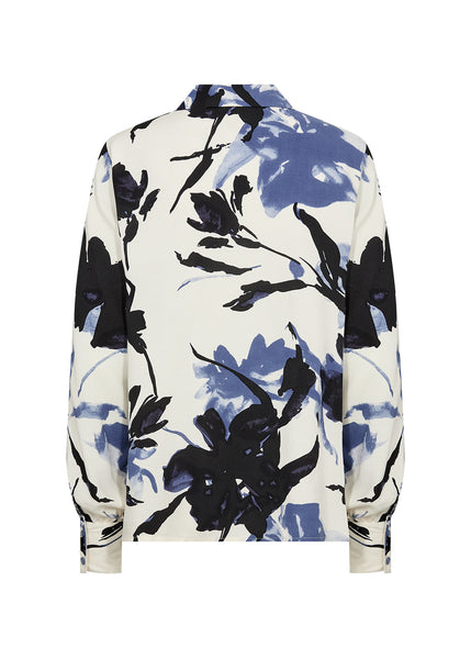 SOYACONCEPT Long Sleeve Floral Shirt in Cream