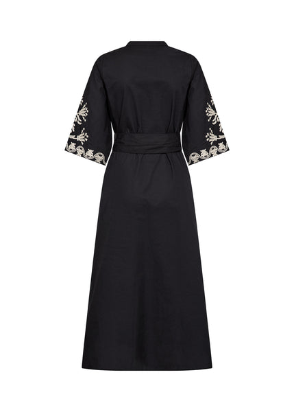 SOYACONCEPT Embroidered Short Sleeve Shirt Dress in Black