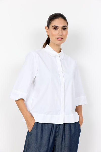 SOYACONCEPT 2/4 Sleeve Boxy Shirt in White