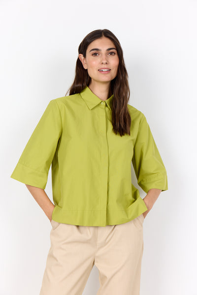 SOYACONCEPT 2/4 Sleeve Boxy Shirt in Green