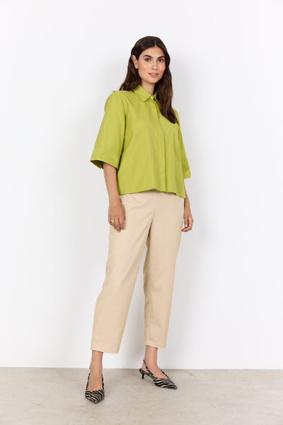 SOYACONCEPT 2/4 Sleeve Boxy Shirt in Green