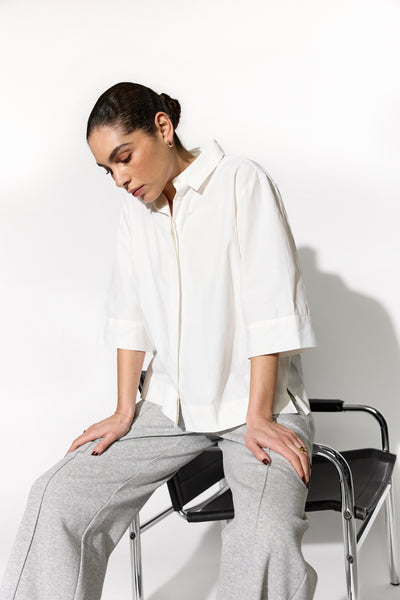SOYACONCEPT 2/4 Sleeve Boxy Shirt in White