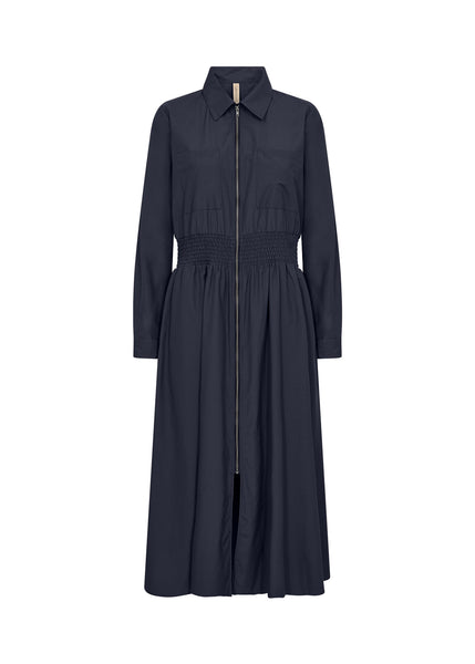 SOYACONCEPT Long Sleeve Zip-Up Shirt Dress in Navy