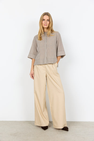 SOYACONCEPT Checked 2/4 Sleeve Shirt in Brown