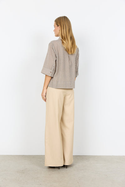 SOYACONCEPT Checked 2/4 Sleeve Shirt in Brown