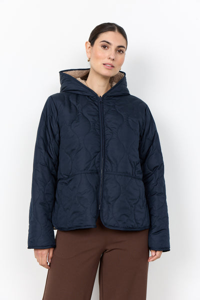 SOYACONCEPT Short Quilted Reversible Jacket in Navy