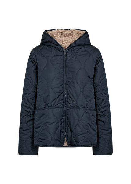 SOYACONCEPT Short Quilted Reversible Jacket in Navy