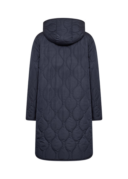 SOYACONCEPT Long Quilted Reversible Coat in Navy