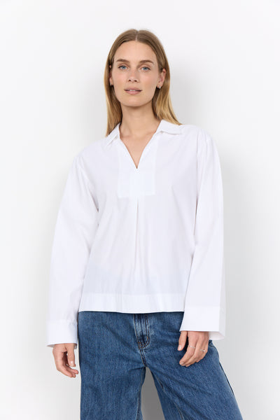 SOYACONCEPT Long Sleeve V-Neck Shirt in White