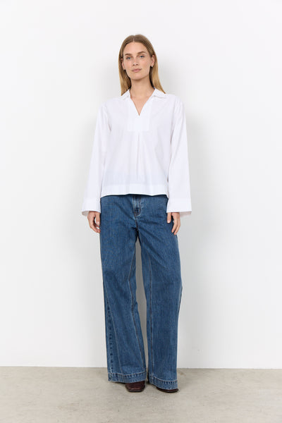 SOYACONCEPT Long Sleeve V-Neck Shirt in White