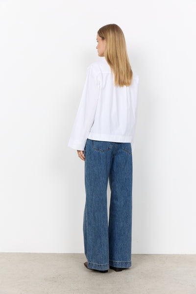 SOYACONCEPT Long Sleeve V-Neck Shirt in White