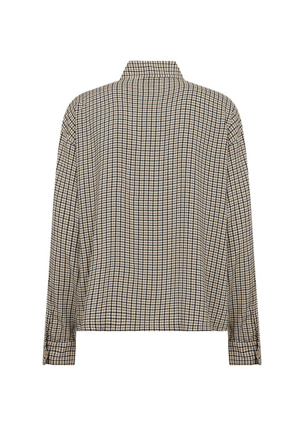 SOYACONCEPT Houndstooth Front Tie Shirt in Beige