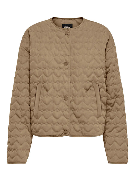 ONLY Quilted Heart Jacket in Tan
