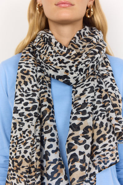 Soyaconcept Leopard Print Scarf in Cream