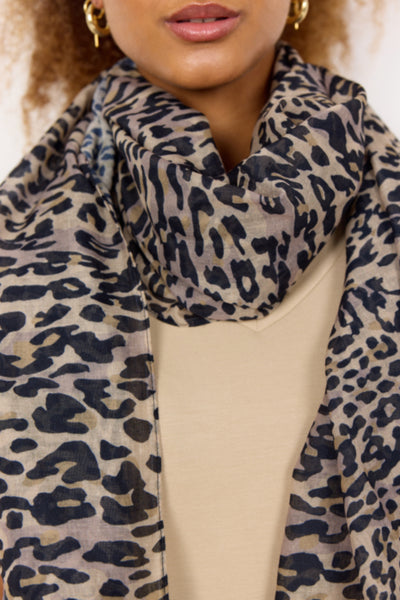 Soyaconcept Leopard Print Scarf in Beige