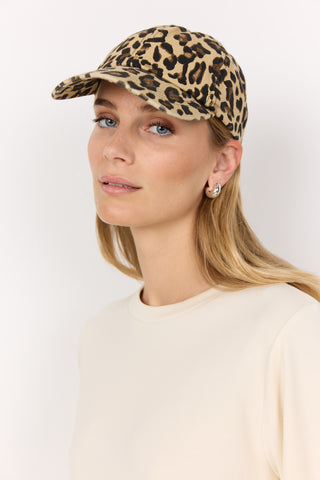 Soyaconcept Leopard Print Cap in Sand