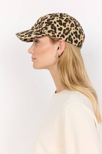 Soyaconcept Leopard Print Cap in Sand