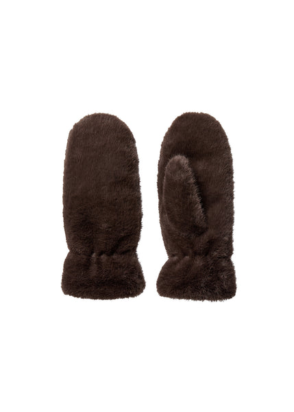 SOYACONCEPT Faux Fur Mittens in Chocolate