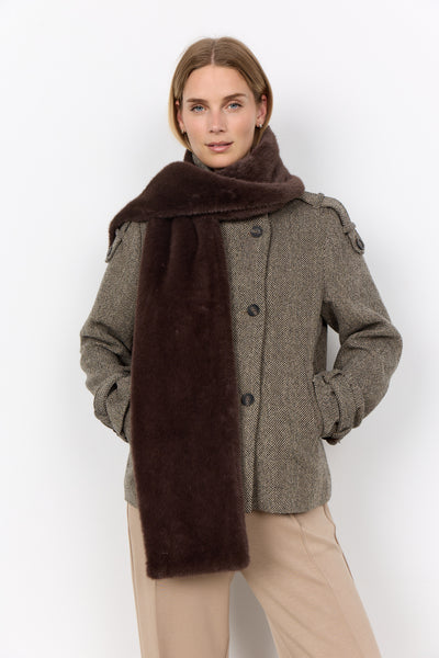 SOYACONCEPT Faux Fur Scarf in Chocolate