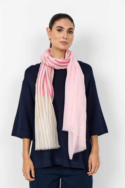 SOYACONCEPT Block Striped Scarf in Pink