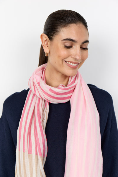 SOYACONCEPT Block Striped Scarf in Pink