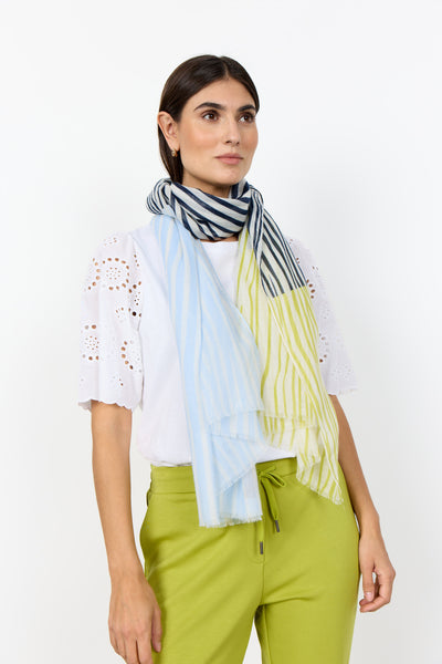 SOYACONCEPT Block Striped Scarf in Blue