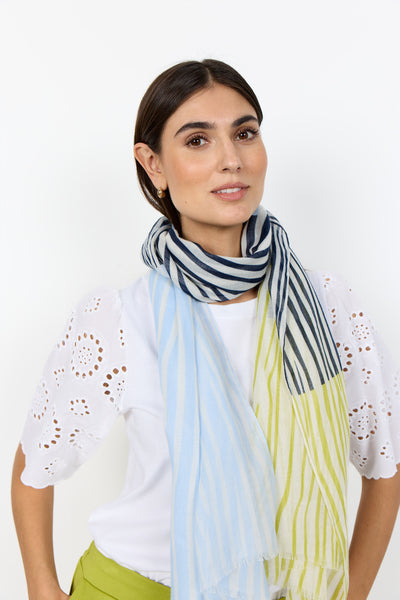 SOYACONCEPT Block Striped Scarf in Blue