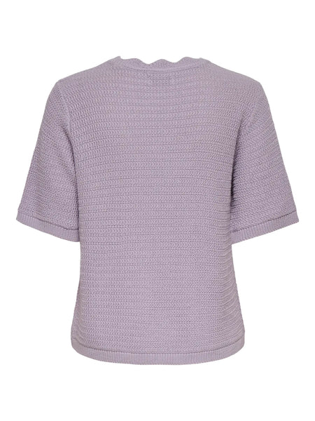 JDY Short Sleeve V-Neck Knit Top in Lilac