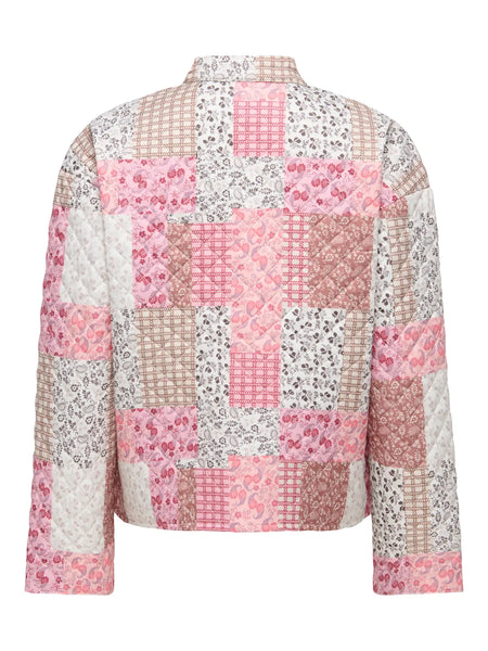 JDY Paisley Print Quilted Shacket in Pink