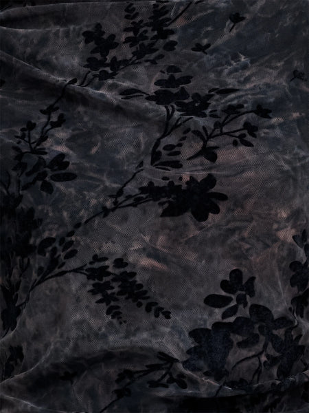 French Connection Kenny Floral Velvet Devore Mesh Midi Dress in Black