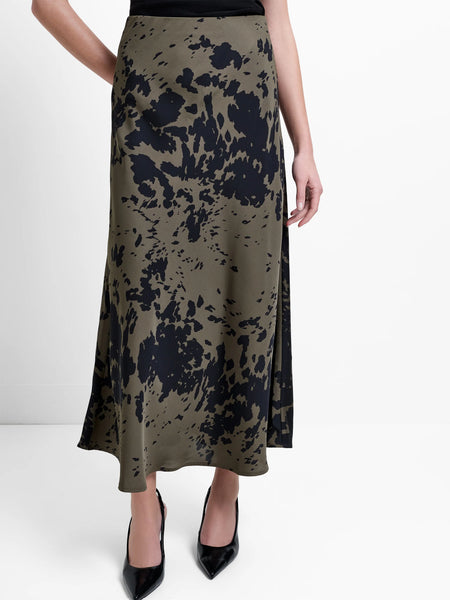 French Connection Aria Bernice Midi Skirt in Khaki Green