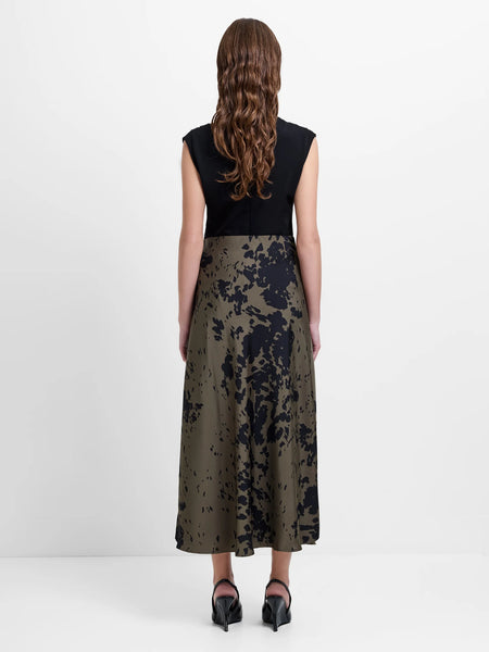 French Connection Aria Bernice Midi Skirt in Khaki Green
