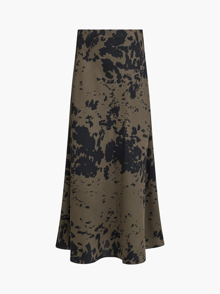 French Connection Aria Bernice Midi Skirt in Khaki Green