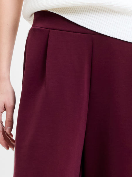 French Connection Wren Side Piping Wide Leg Trousers in Burgundy
