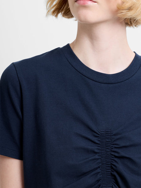 French Connection Rallie Ruched Front T-Shirt in Navy