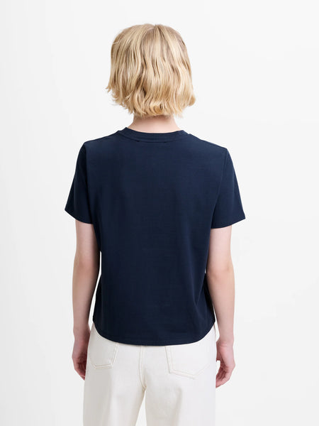 French Connection Rallie Ruched Front T-Shirt in Navy