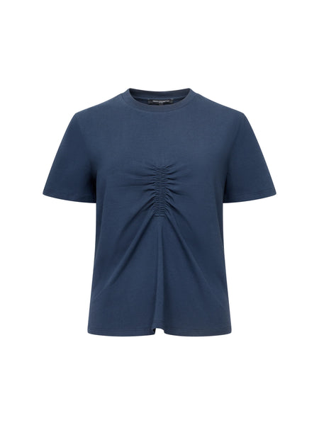 French Connection Rallie Ruched Front T-Shirt in Navy