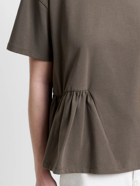 French Connection Rallie Asymmetric Peplum T-Shirt in Khaki