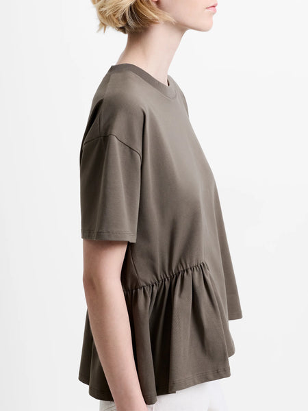 French Connection Rallie Asymmetric Peplum T-Shirt in Khaki