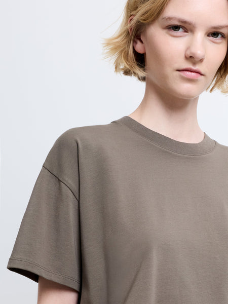 French Connection Rallie Asymmetric Peplum T-Shirt in Khaki